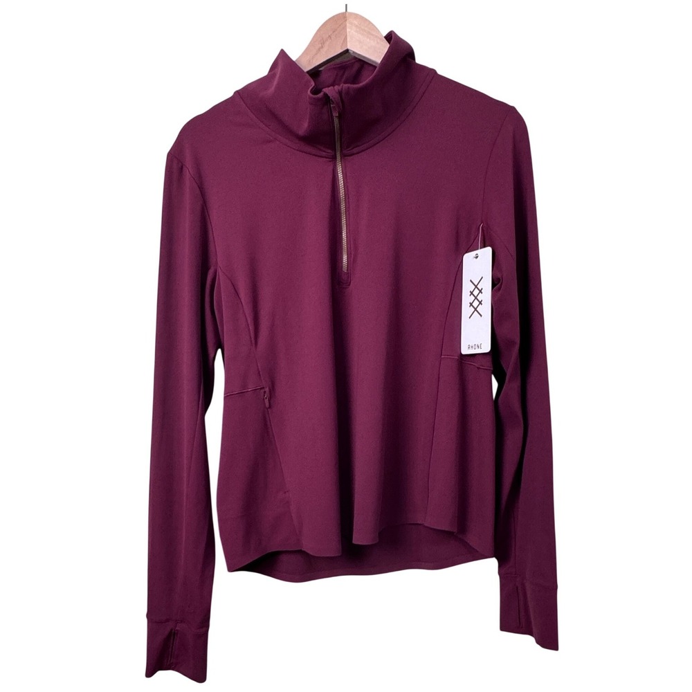 Rhone Course to Court 1/4 Zip Women Burgundy Maroon Pullover UPF 50 Size L NEW